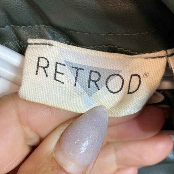 Retrod | Dark Army Olive Green Faux leather Sleeveless Mini Dress - Small - Picture 2 of 6